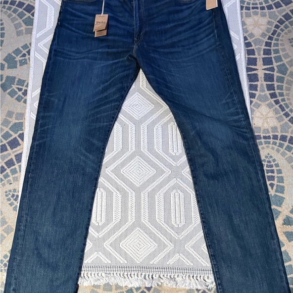 NWT Polo Ralph Lauren The Parkside Active Taper Coolmax Mens Blue Jeans 44Tx38 - Picture 2 of 8